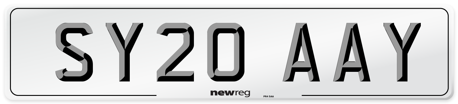 SY20 AAY Number Plate from New Reg